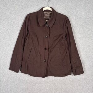 Putumayo Utility Jacket Medium Chocolate Cotton Country Minimal Neutral Feminine